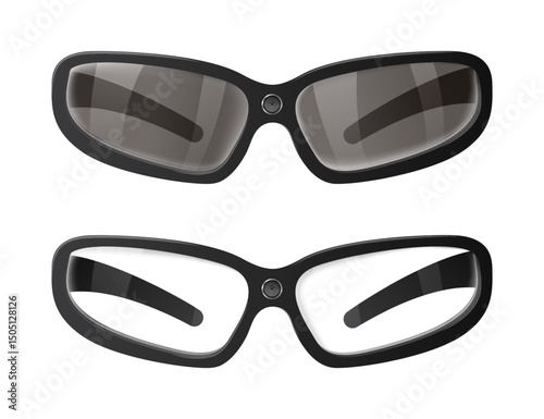 Smart Glasses with Integrated Camera Showing Dark and Clear Lenses