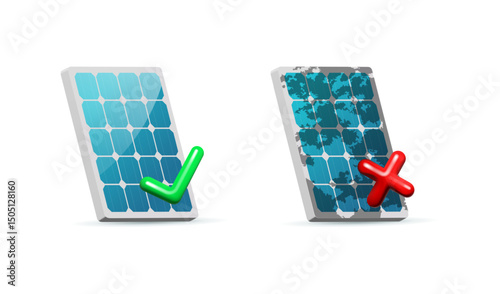 Clean and Dirty Solar Panel Showing Efficiency and Degradation