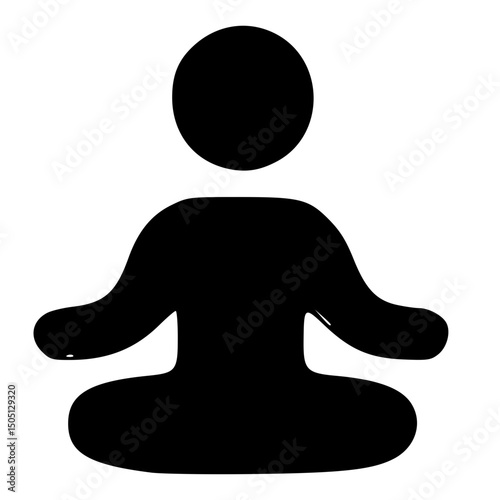 Simple Flat Style Person Meditating in Lotus Position Yoga Icon