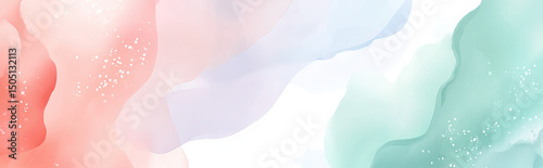 Pastel Watercolor Gradient Background with Organic Abstract Shapes in Coral, Mint, and Lavender