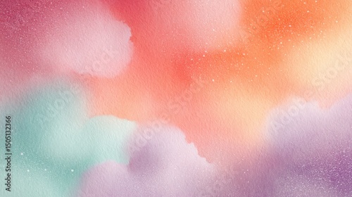Pastel Watercolor Gradient Background with Organic Abstract Shapes in Coral, Mint, and Lavender