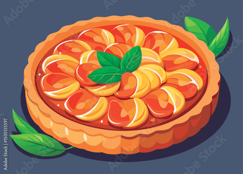 Delicious fruit tart with fresh mint.