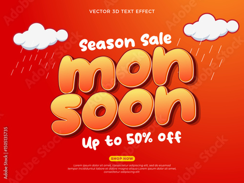 Monsoon season sale banner with discount up to 50% off