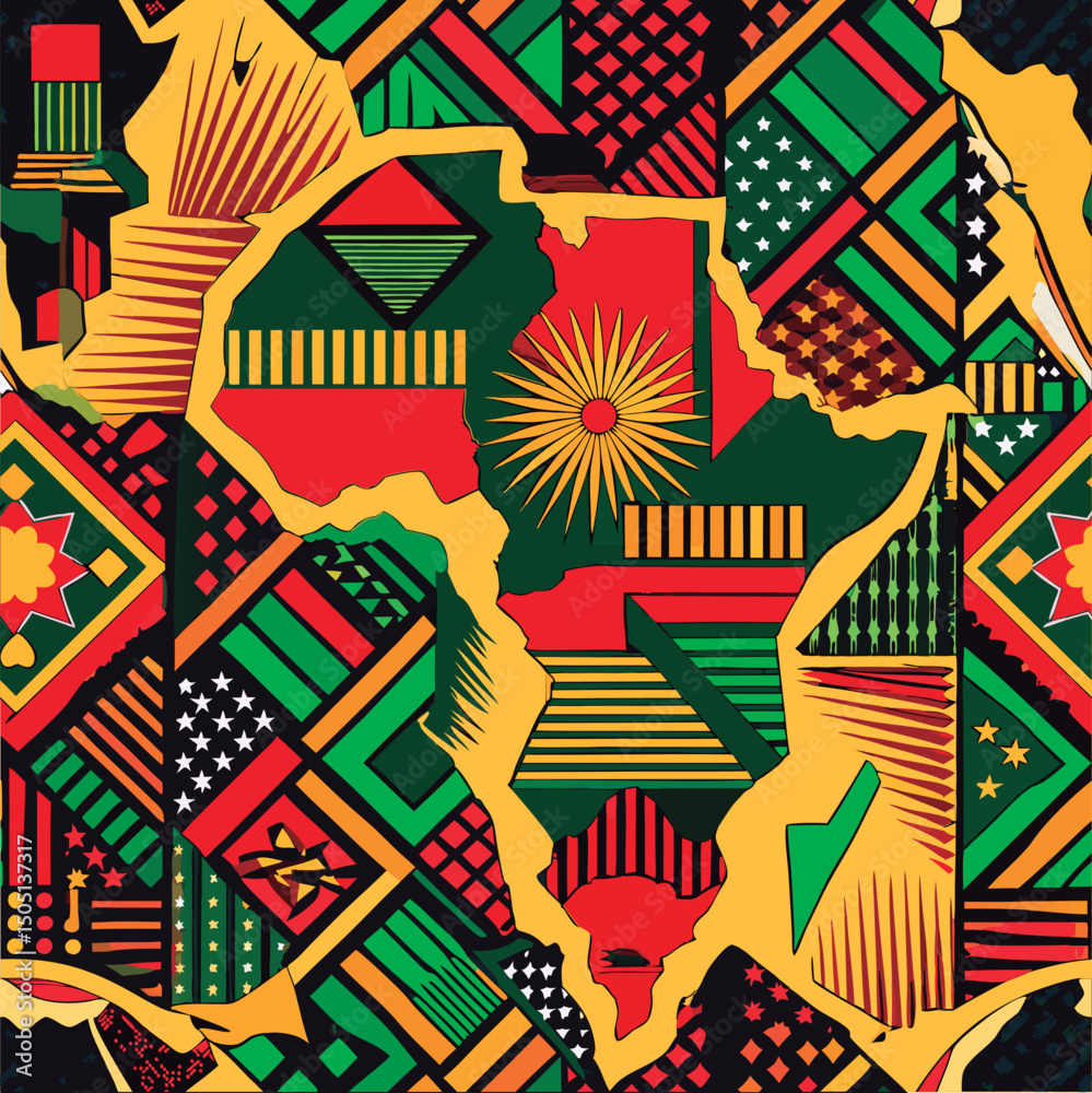 Obraz premium Vector illustration of a African Pattern Map Design.