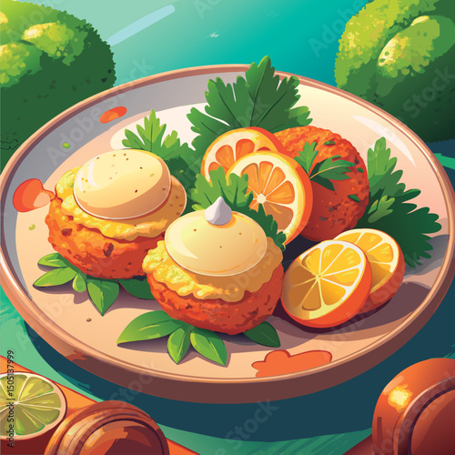 Delicious Eggs Benedict with citrus.