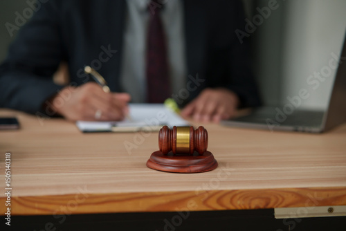 Lawyer and team Talk and consult on solving problems and work related to legal work of lawyers photo