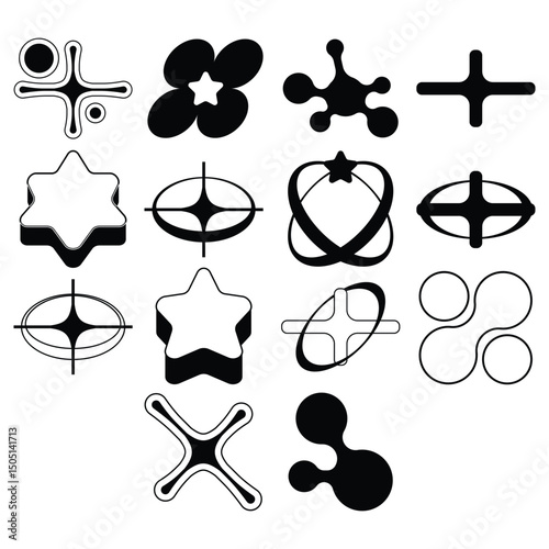 Aesthetic Y2k Monochrome UI Website Shape Asset Decorate