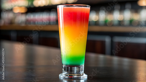 Foodie travel private jet colorful layered drink in glass on table perfect for foodie travel and private jet enjoyment