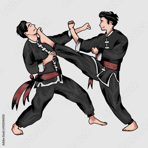 Black red martial artist fighter vector 