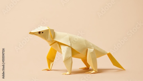  Delicate origami cuscus gracefully folded on a soft cream backdrop