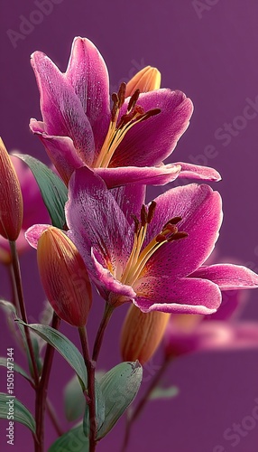 Pink Lilies Close Up.