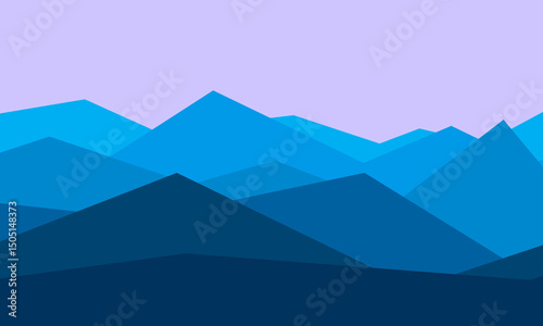 digital illustration of blue mountain layered beneath a calm purple sky