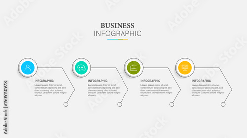 Timeline infographic design with 4 options or steps. Infographics for business concept. Can be used for presentations workflow layout, banner, process, diagram, flow chart, info graph, annual report.