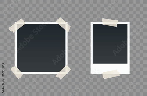 photo frames with transparent adhesive tape vector