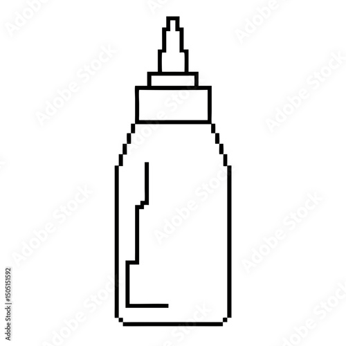 pixel ketchup, mustard, mayonnaise bottle created with clean line art