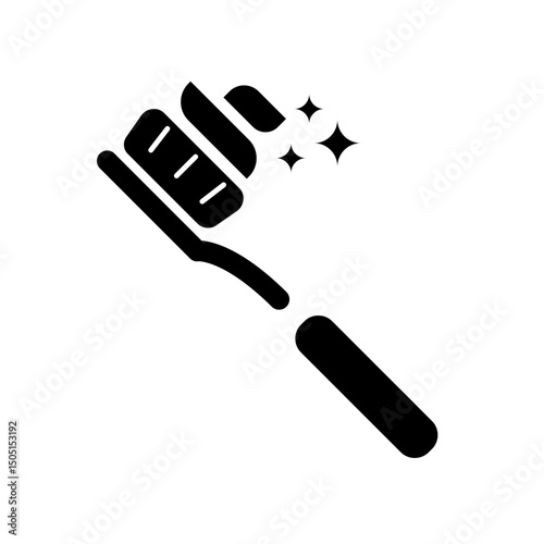 Toothbrush and Paste Fill Icon. Black and White Toothbrush Symbol