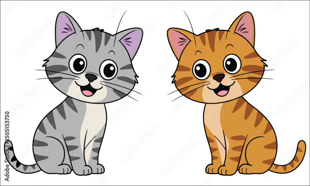 Fototapeta premium Cute baby cat cartoon illustration