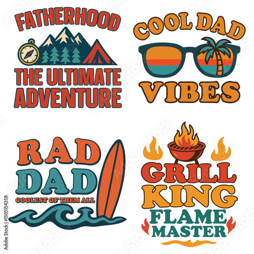 Collection Of  - Dad Typogra Phy T-shirt Design Vector, Fatherhood Illustration, Father's Day Design Sublimation