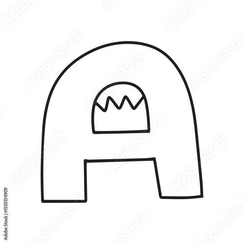 Outline alphabet monster font isolated on wite background