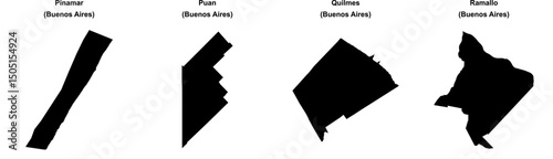 Pinamar, Puan, Quilmes, Ramallo outline maps