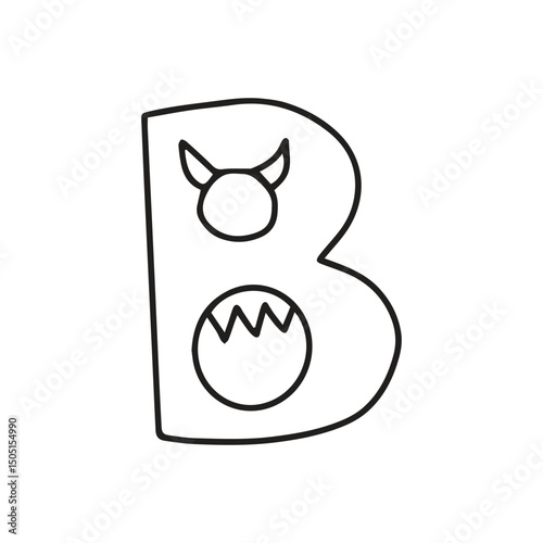 Outline alphabet monster font isolated on wite background