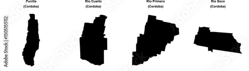 Punilla, Rio Cuarto, Rio Primero, Rio Seco outline maps