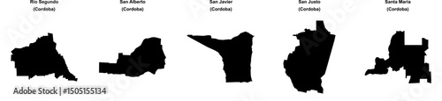 Rio Segundo, San Alberto, San Javier, San Justo, Santa Maria outline maps