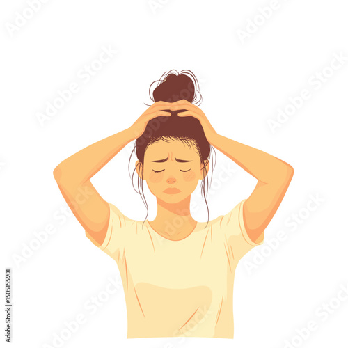 Frustrated young woman holding her head
