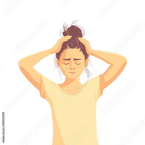 Frustrated young woman holding her head