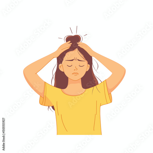 Frustrated young woman holding her head
