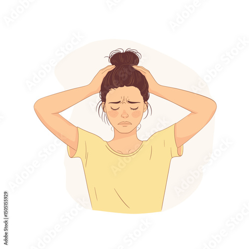 Frustrated young woman holding her head