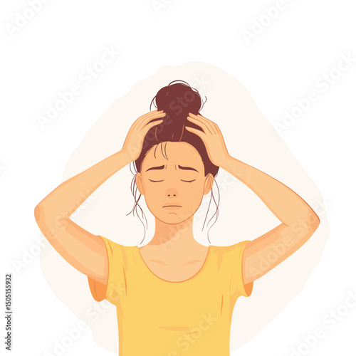 Frustrated young woman holding her head