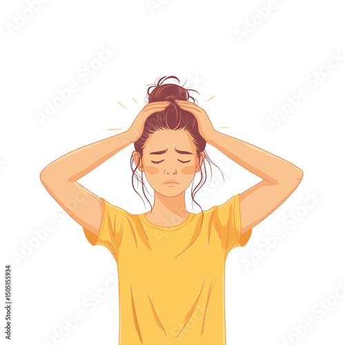 Frustrated young woman holding her head