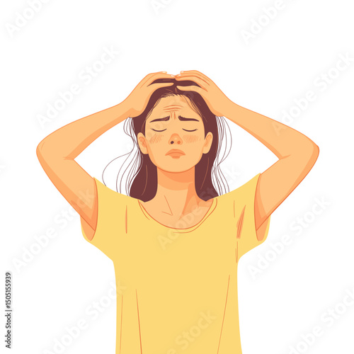 Frustrated young woman holding her head