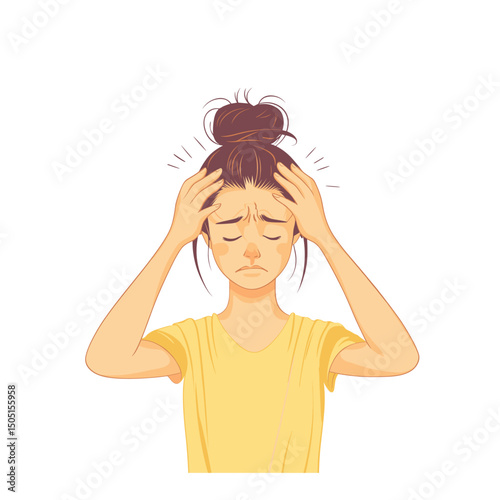 Frustrated young woman holding her head