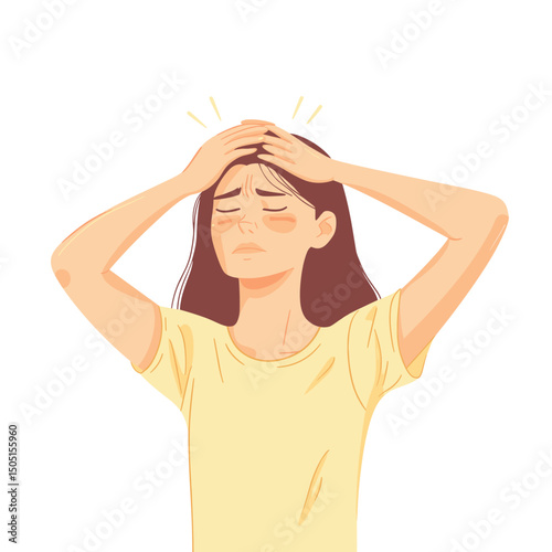 Frustrated young woman holding her head