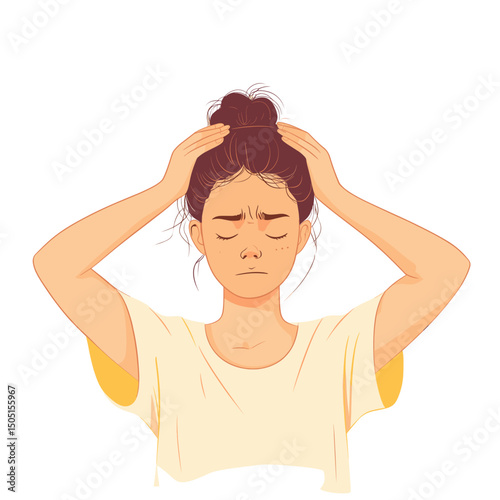 Frustrated young woman holding her head