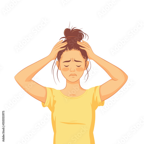 Frustrated young woman holding her head