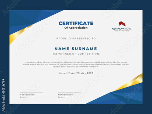 Modern certificate of appreciation design template