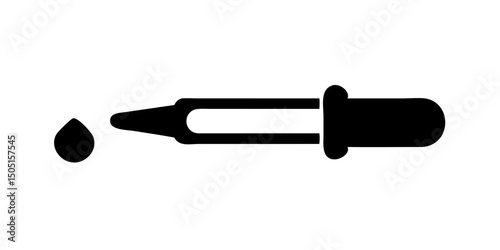 Dropper blak icon. Set of pipette icons. Laboratory analysis sign. Vector illustration.Dropper Bottle Icon with Droplet