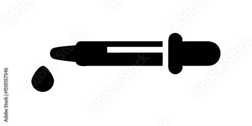 Dropper blak icon. Set of pipette icons. Laboratory analysis sign. Vector illustration.Dropper Bottle Icon with Droplet
