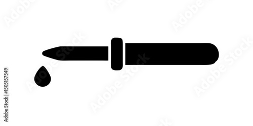 Dropper blak icon. Set of pipette icons. Laboratory analysis sign. Vector illustration.Dropper Bottle Icon with Droplet