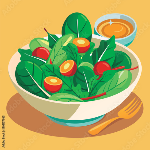 Fresh salad with vibrant dressing.