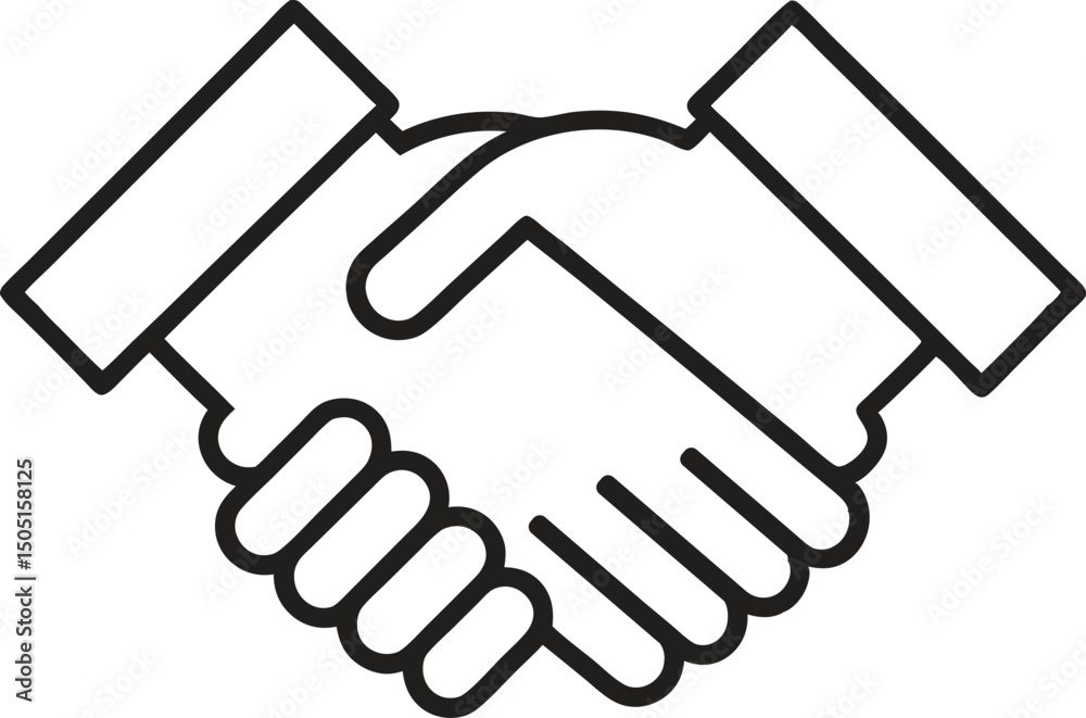 Obraz premium handshake between two businessmen, handshake line art icon vector illustration