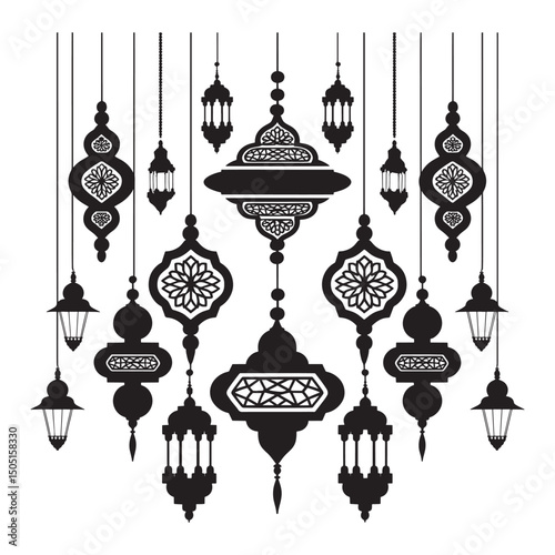 Traditional Islamic logo design, Islamic beautiful light and others design logo vectot
