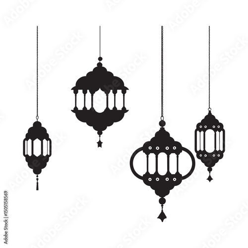 Traditional Islamic logo design, Islamic beautiful light and others design logo vectot