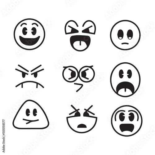 Funny Emoji and Expression Face Icons