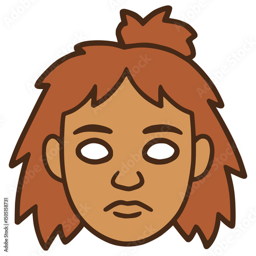 female caveman mask party carnival celebration birthday flat color vector illustration template design