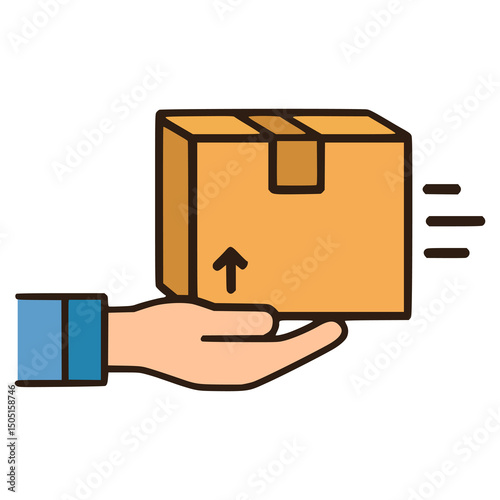 express package delivered courier flat color vector illustration template design