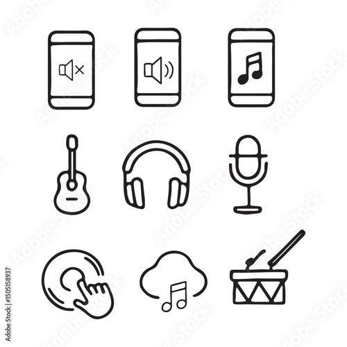 Music and Audio Interface Line Icons